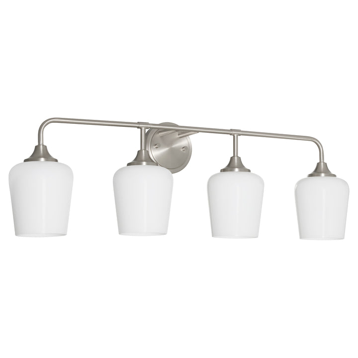 Raymond 4 Light Opal Wall Mount - Satin Nickel