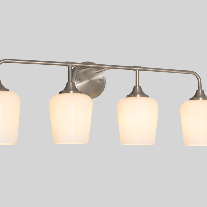 Raymond 4 Light Opal Wall Mount - Satin Nickel