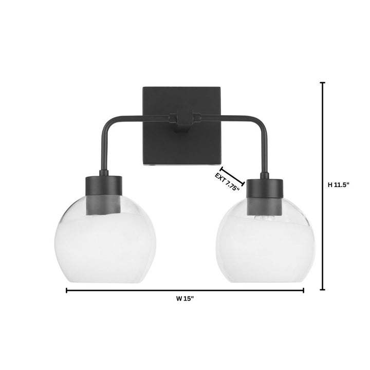 LACY 2 Light with Layered White Glass - Matte Black