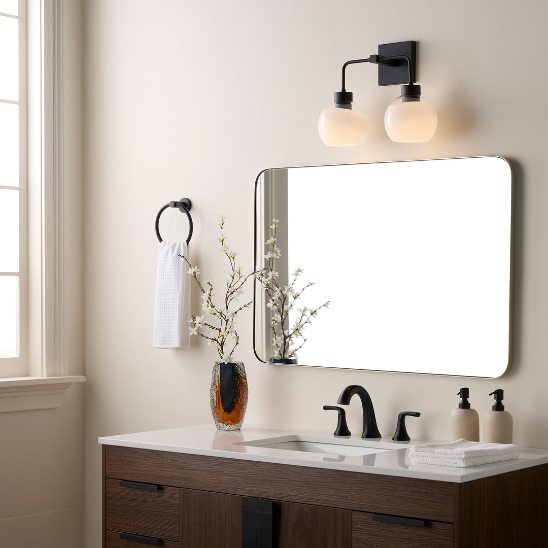 LACY 2 Light with Layered White Glass - Matte Black