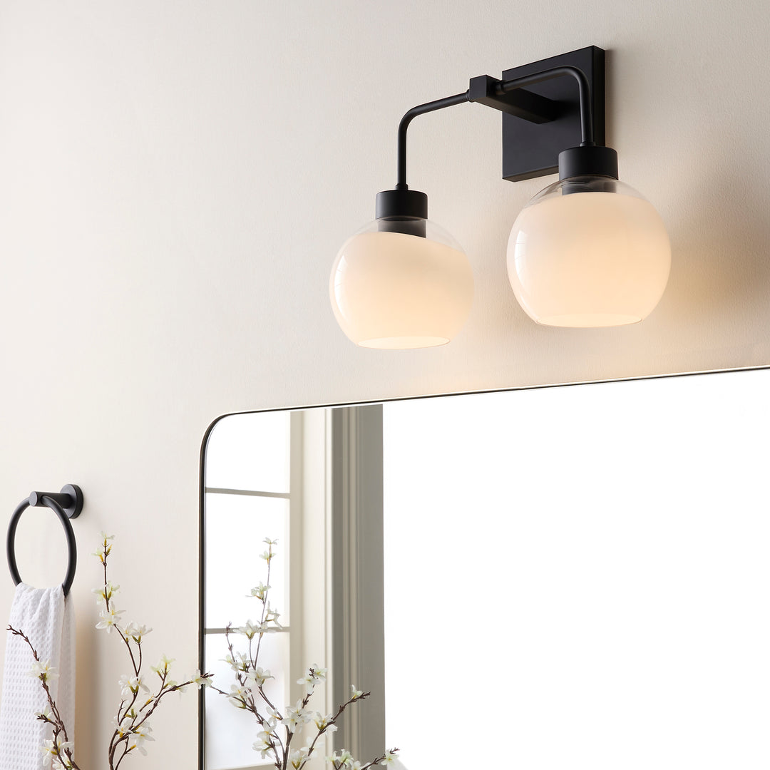LACY 2 Light with Layered White Glass - Matte Black