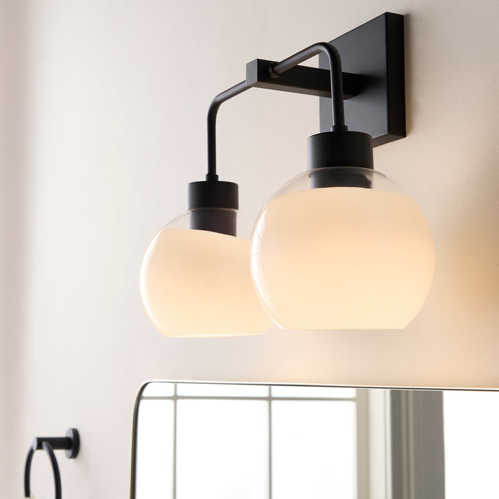 LACY 2 Light with Layered White Glass - Matte Black