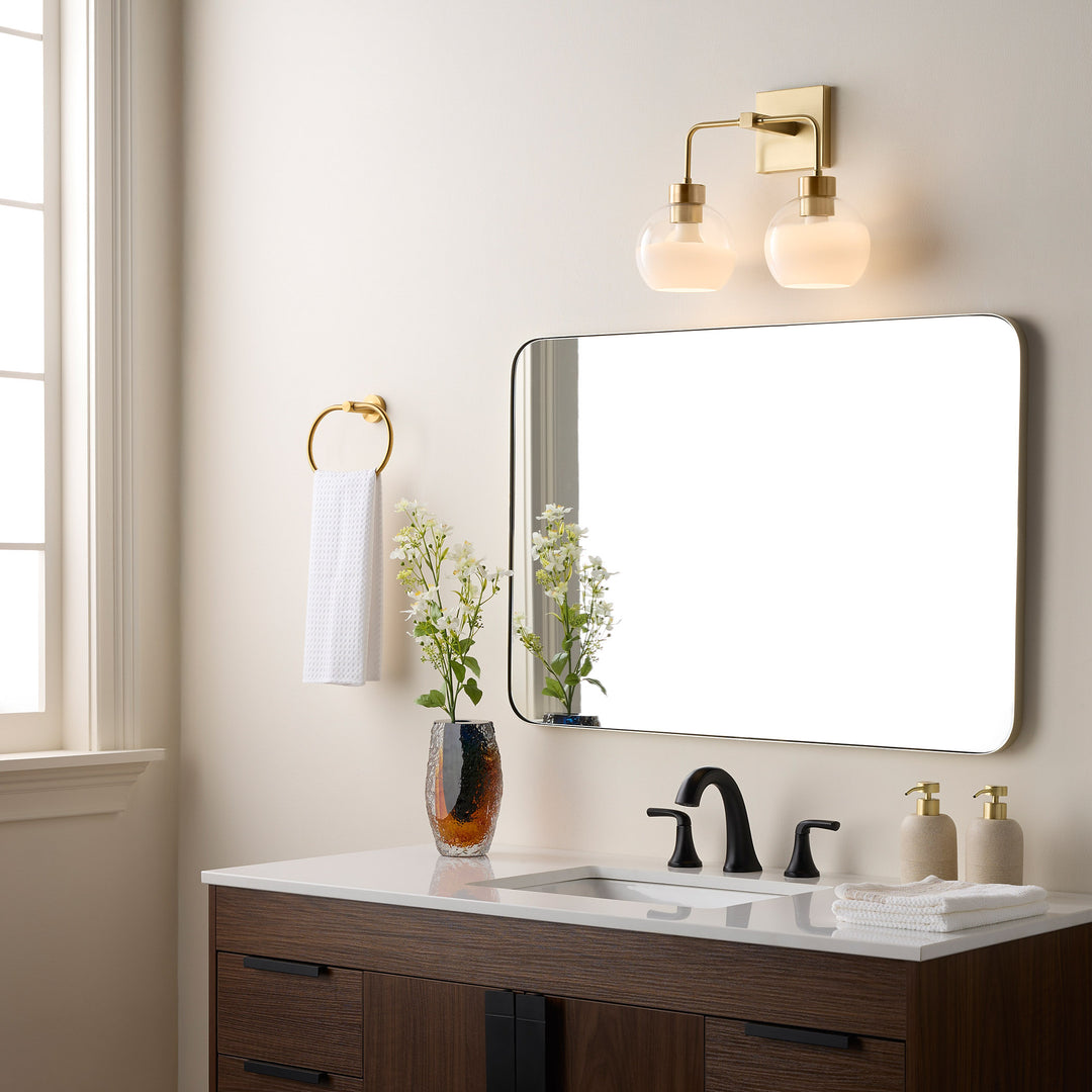 LACY 2 Light with Layered White Glass - Aged Brass