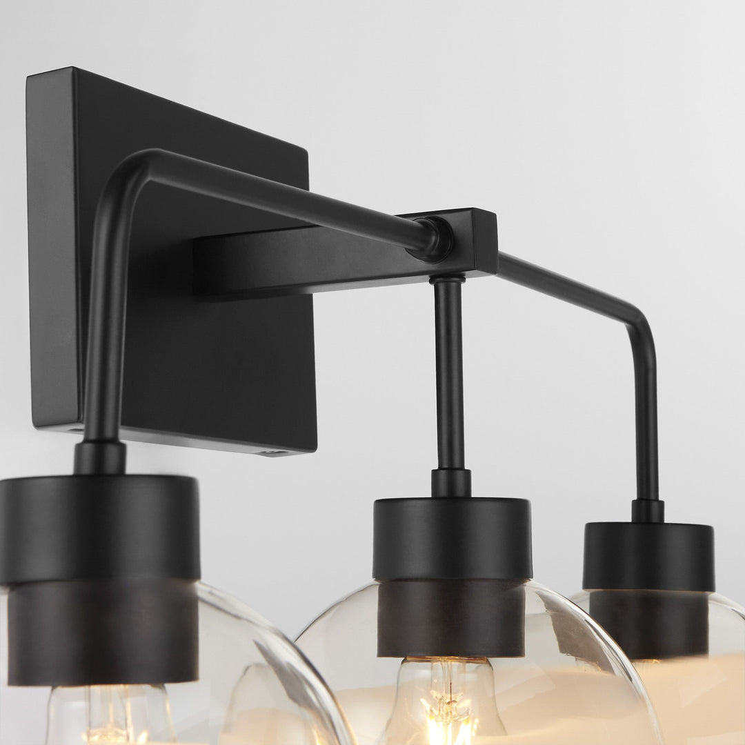 LACY 3 Light with Layered White Glass - Matte Black