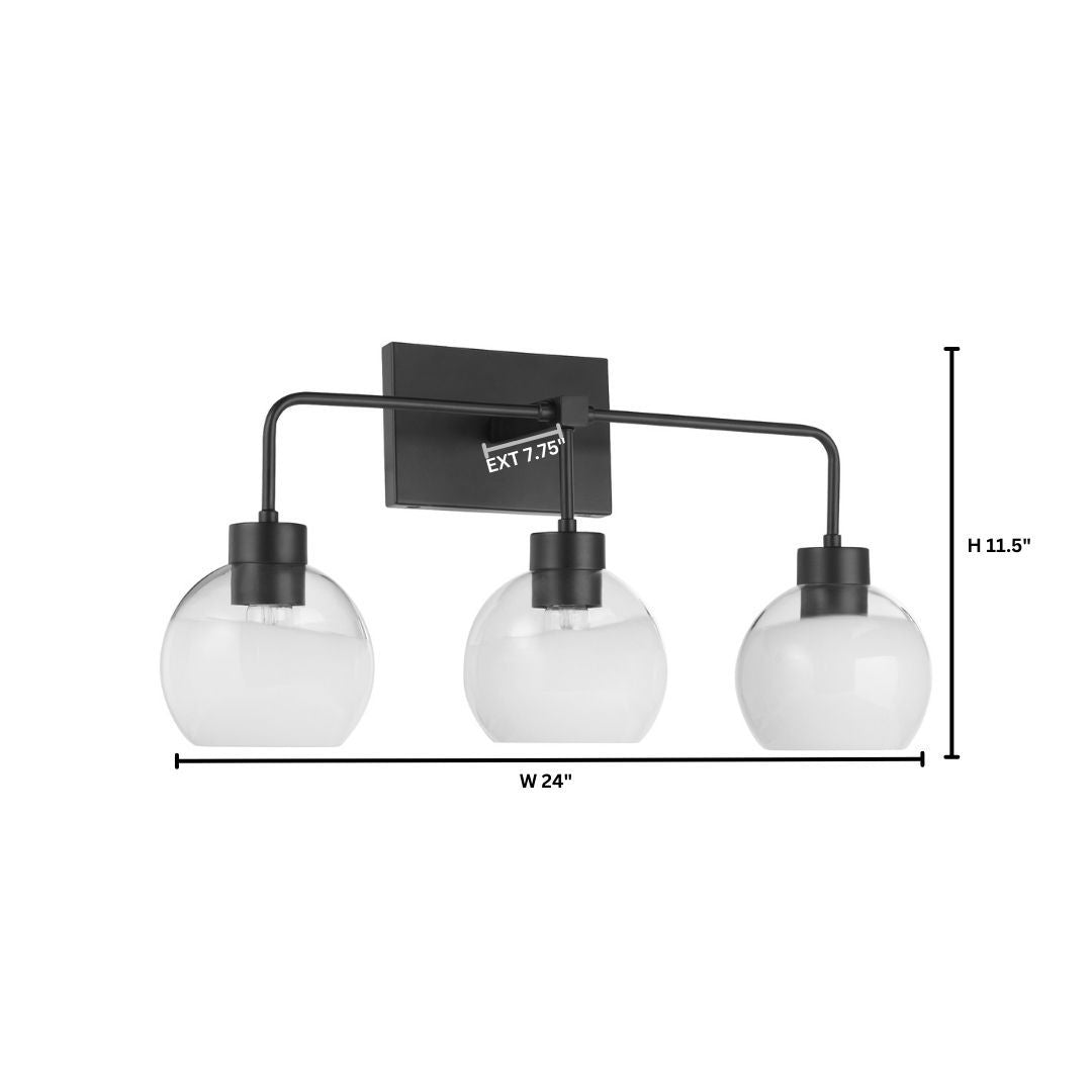 LACY 3 Light with Layered White Glass - Matte Black
