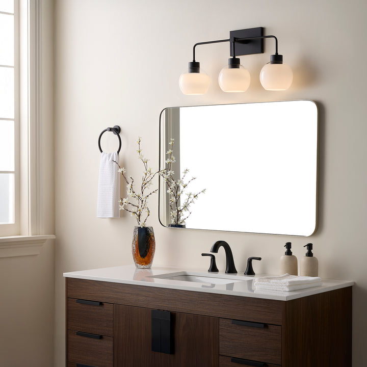 LACY 3 Light with Layered White Glass - Matte Black