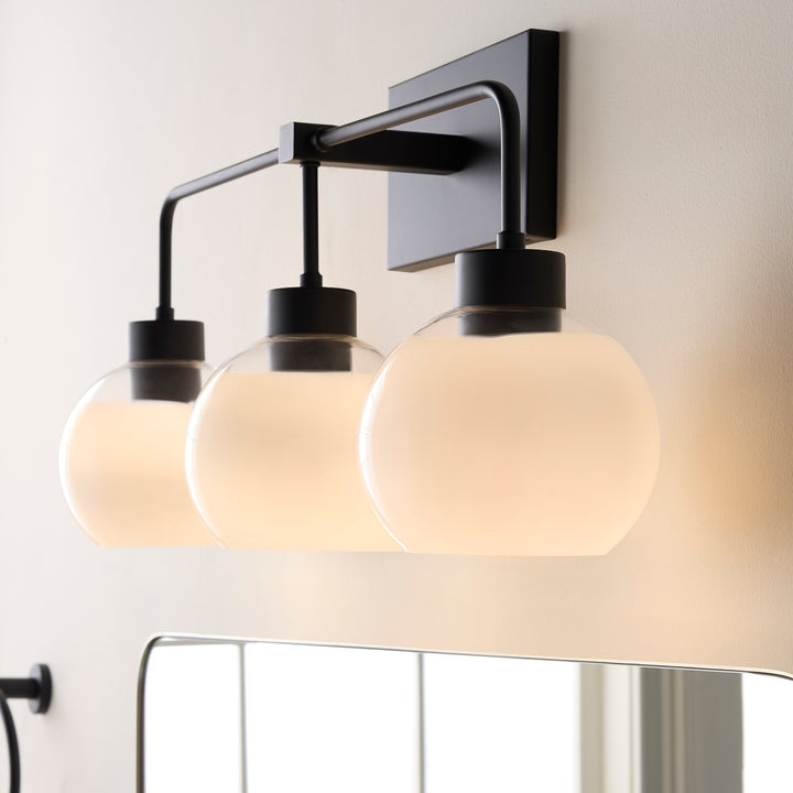 LACY 3 Light with Layered White Glass - Matte Black