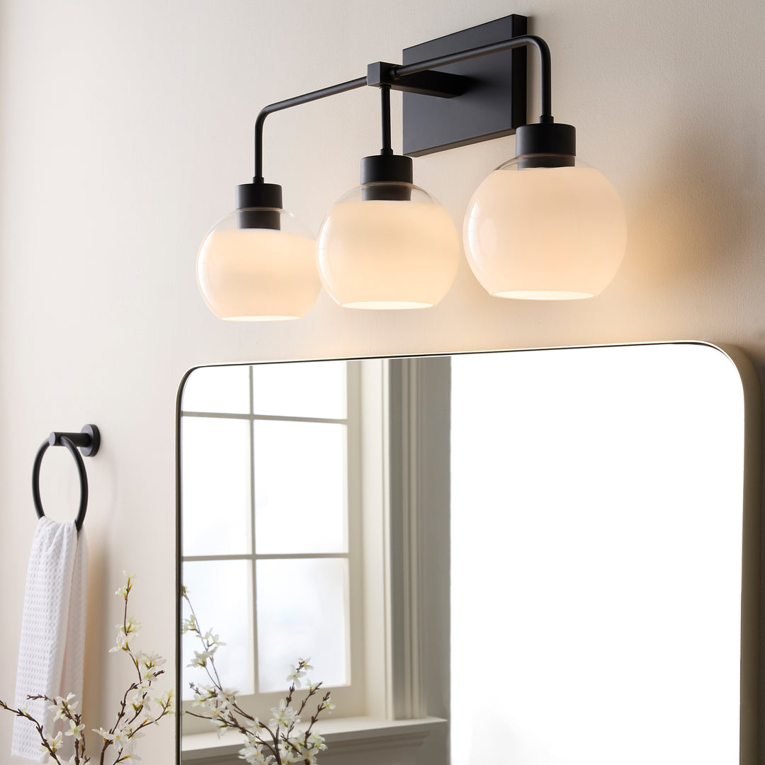 LACY 3 Light with Layered White Glass - Matte Black