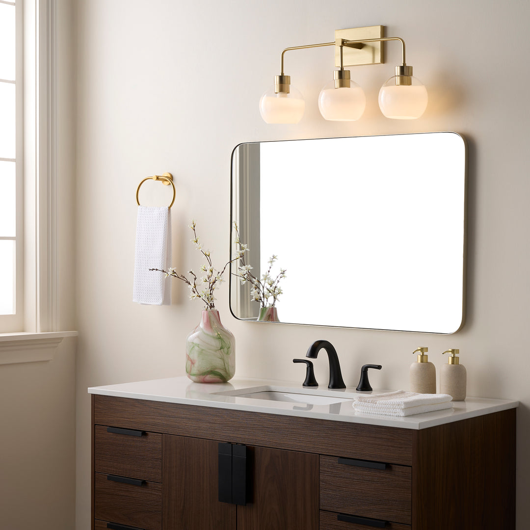 LACY 3 Light with Layered White Glass - Aged Brass