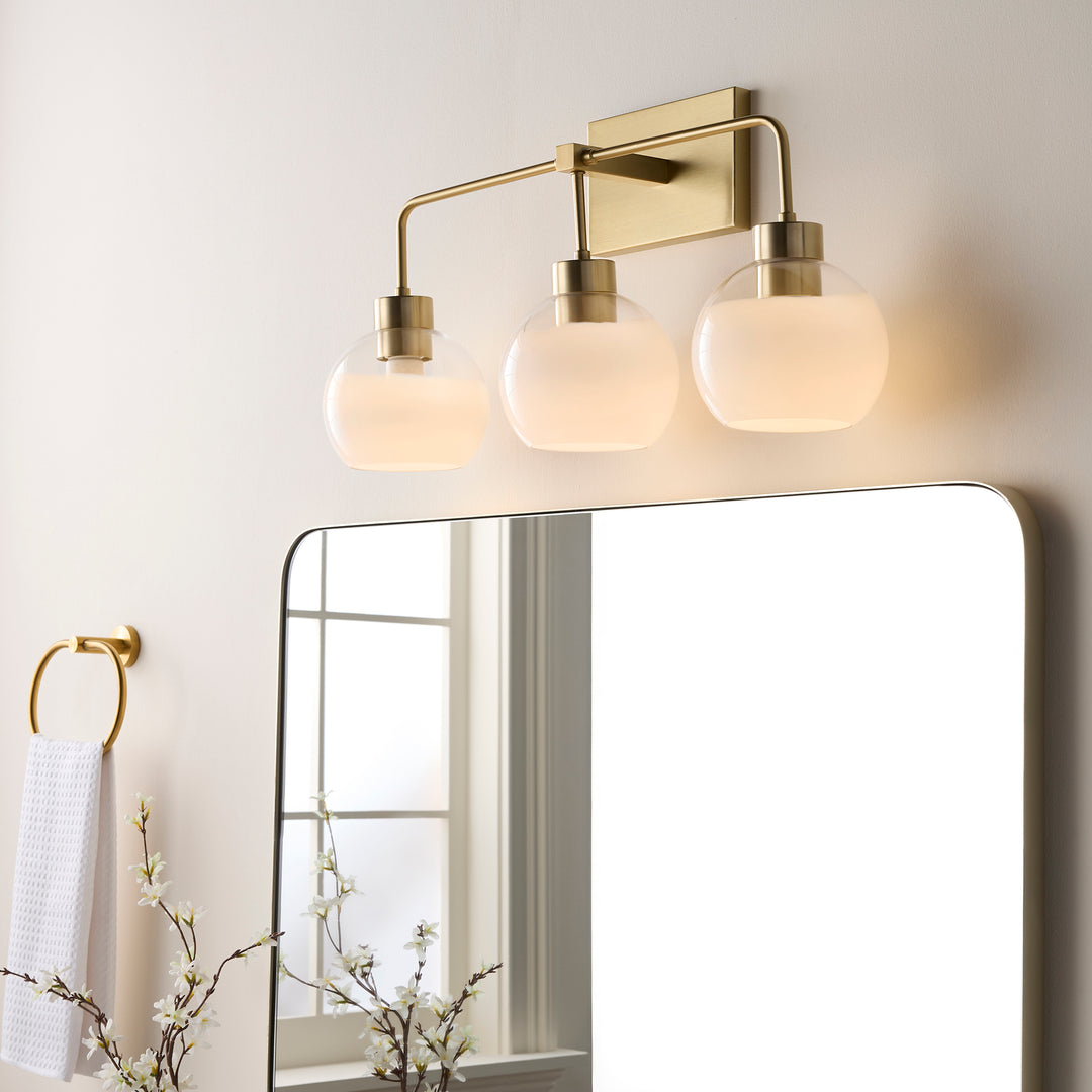 LACY 3 Light with Layered White Glass - Aged Brass