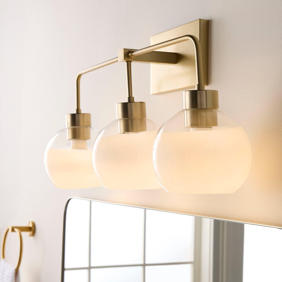 LACY 3 Light with Layered White Glass - Aged Brass