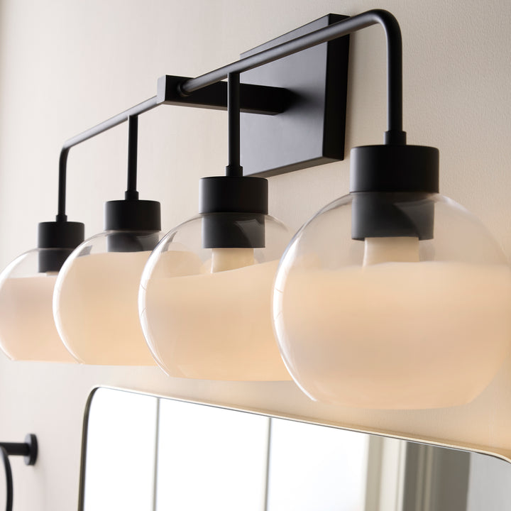 LACY 4 Light with Layered White Glass - Matte Black