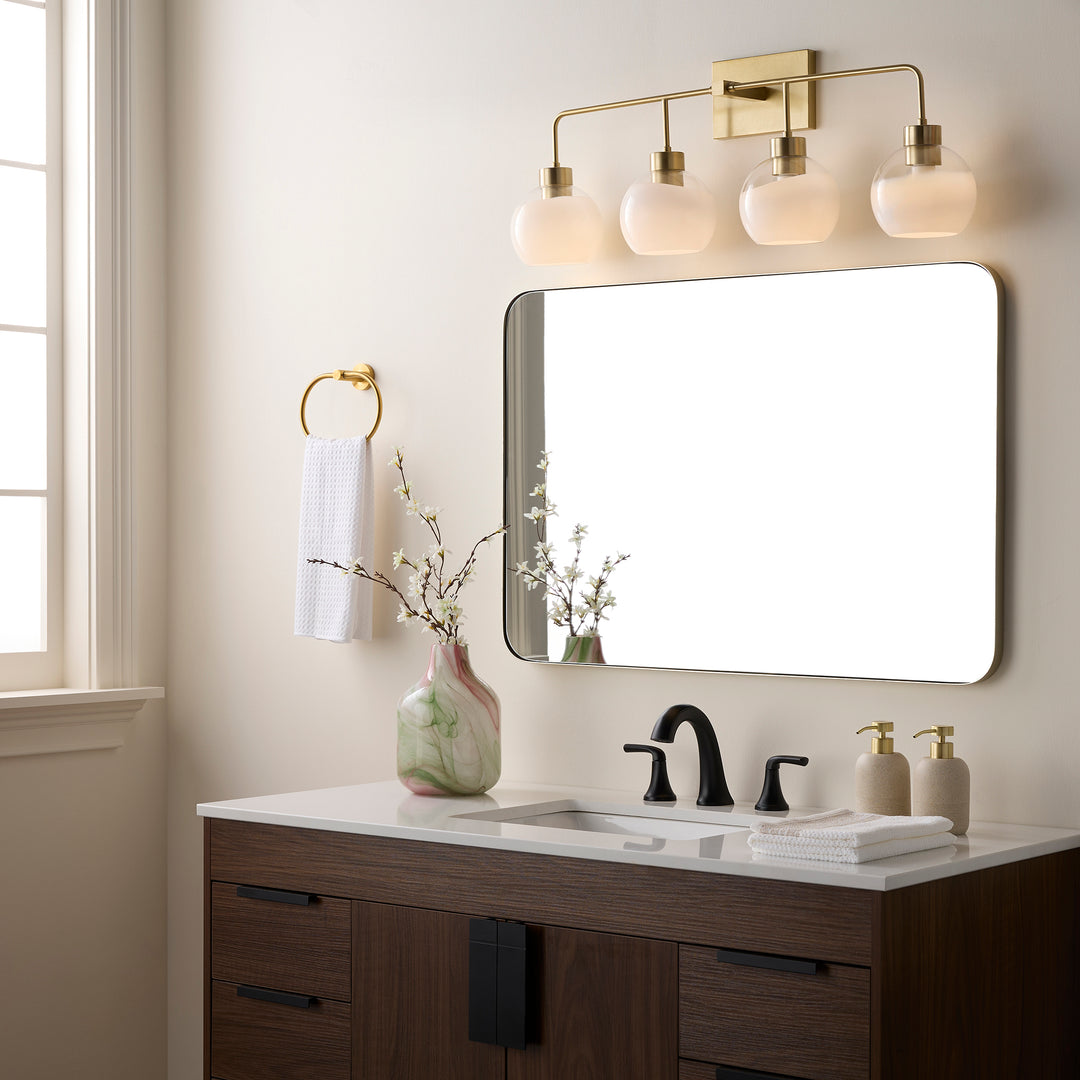 LACY 4 Light with Layered White Glass - Aged Brass