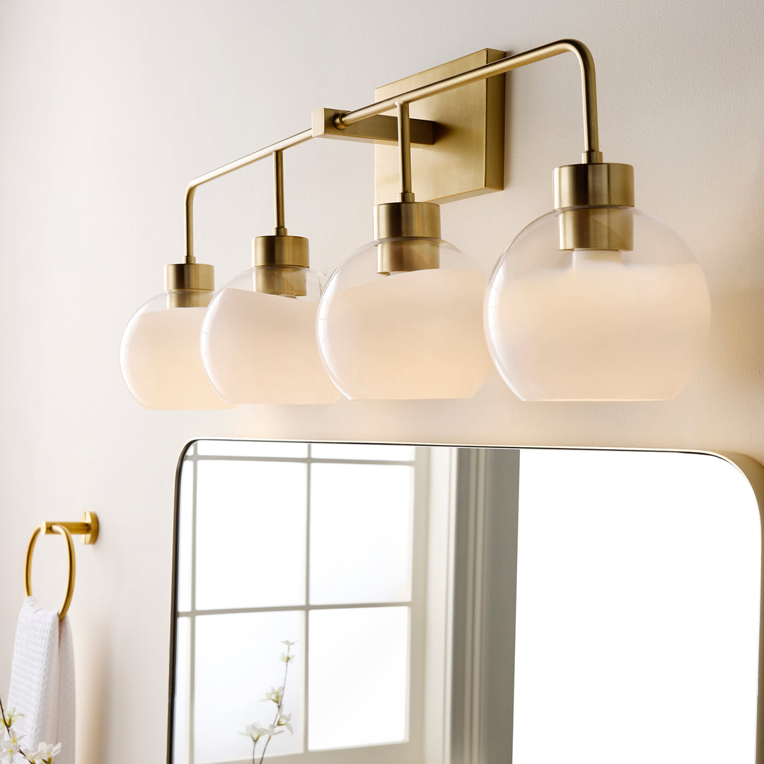 LACY 4 Light with Layered White Glass - Aged Brass
