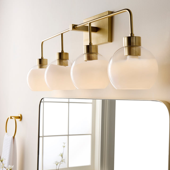 LACY 4 Light with Layered White Glass - Aged Brass