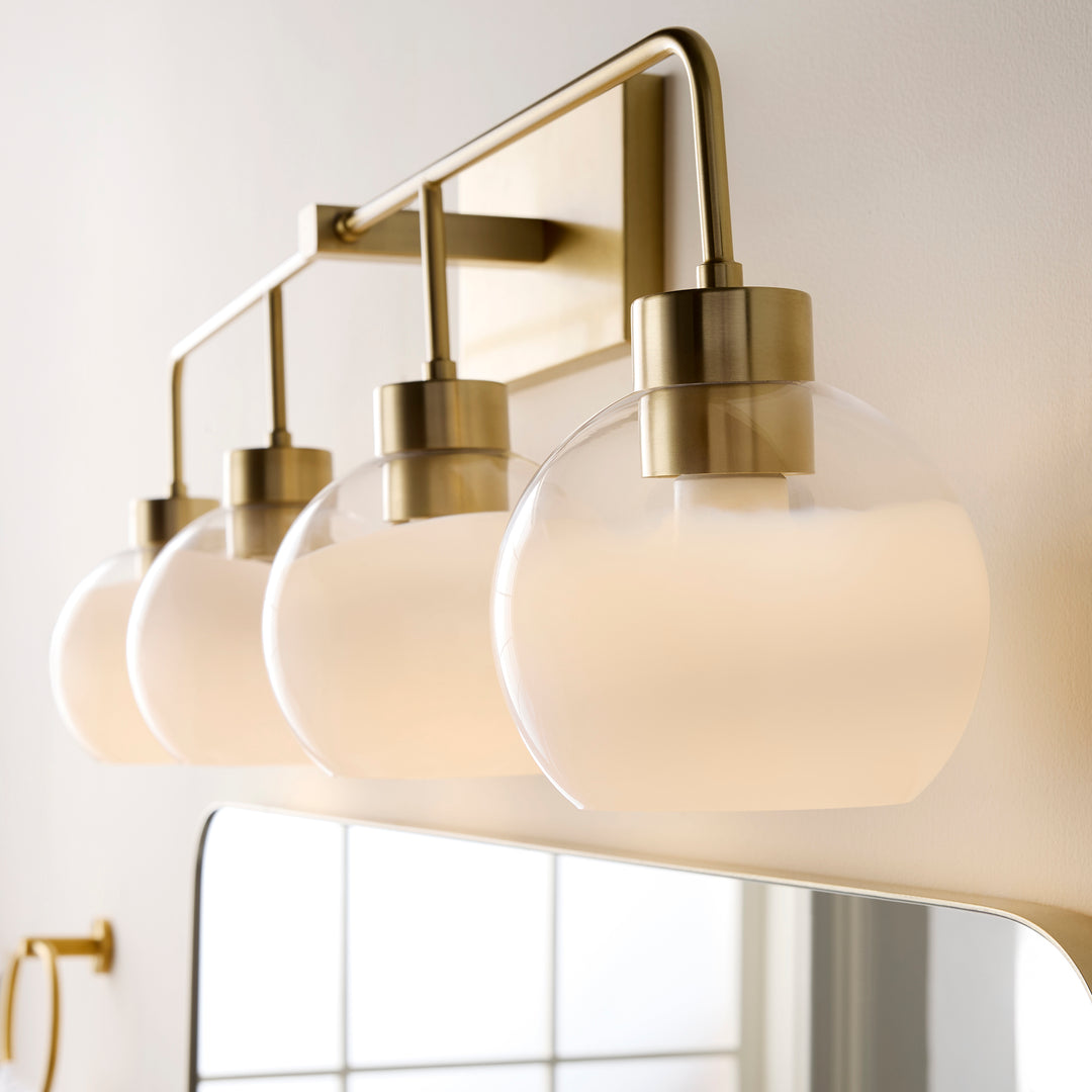 LACY 4 Light with Layered White Glass - Aged Brass