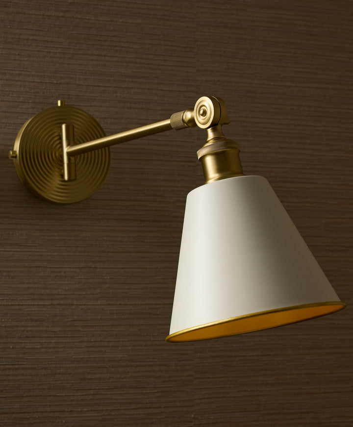 BAILEY 1 Light Wall Mount - Studio White / Aged Brass