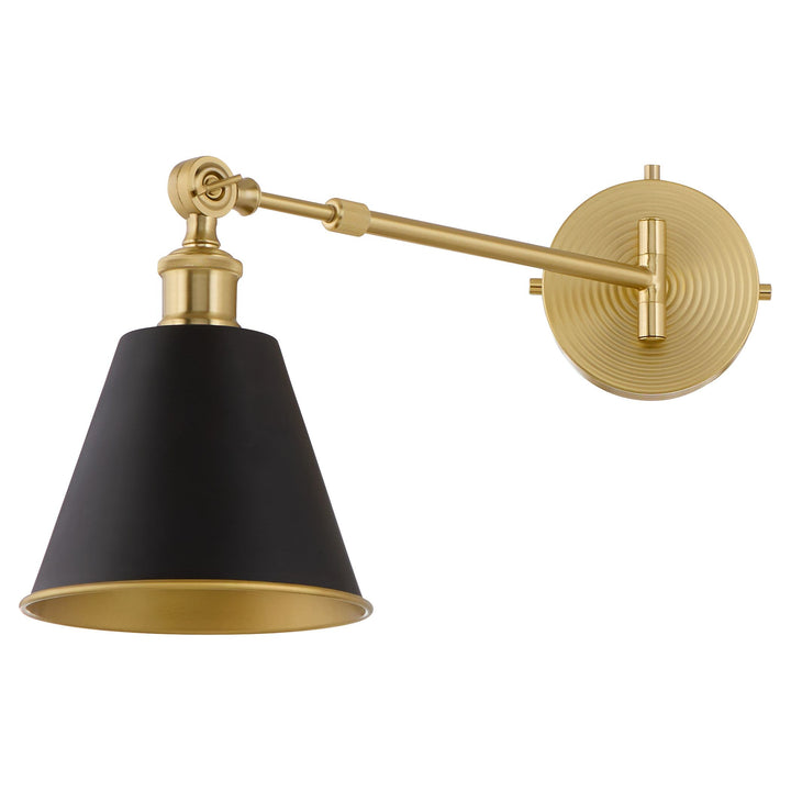 BAILEY 1 Light Wall Mount - Matte Black / Aged Brass