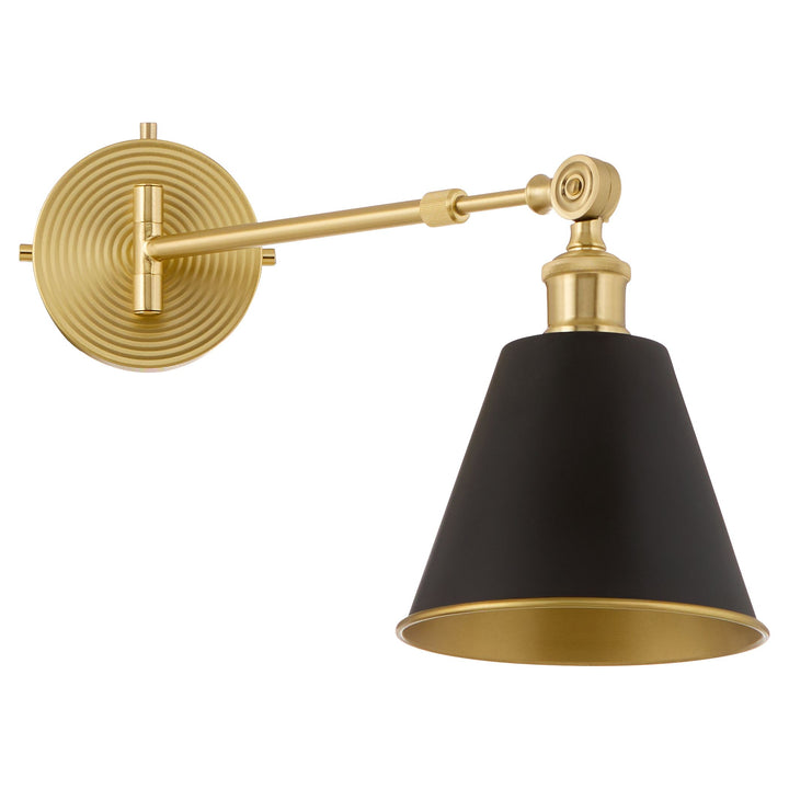 BAILEY 1 Light Wall Mount - Matte Black / Aged Brass