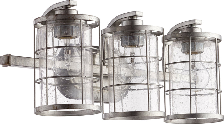 Ellis 3 Light Transitional Tumbled Steel Vanity