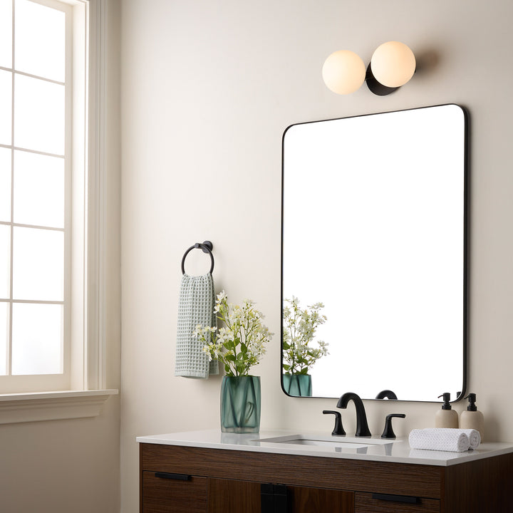 Jasper - 2 Light Modern and Contemporary Matte Black Globe Vanity