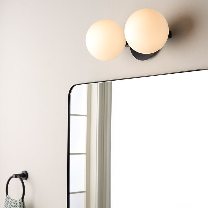 Jasper - 2 Light Modern and Contemporary Matte Black Globe Vanity