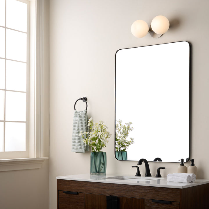 Jasper - 2 Light Modern and Contemporary Satin Nickel Globe Vanity