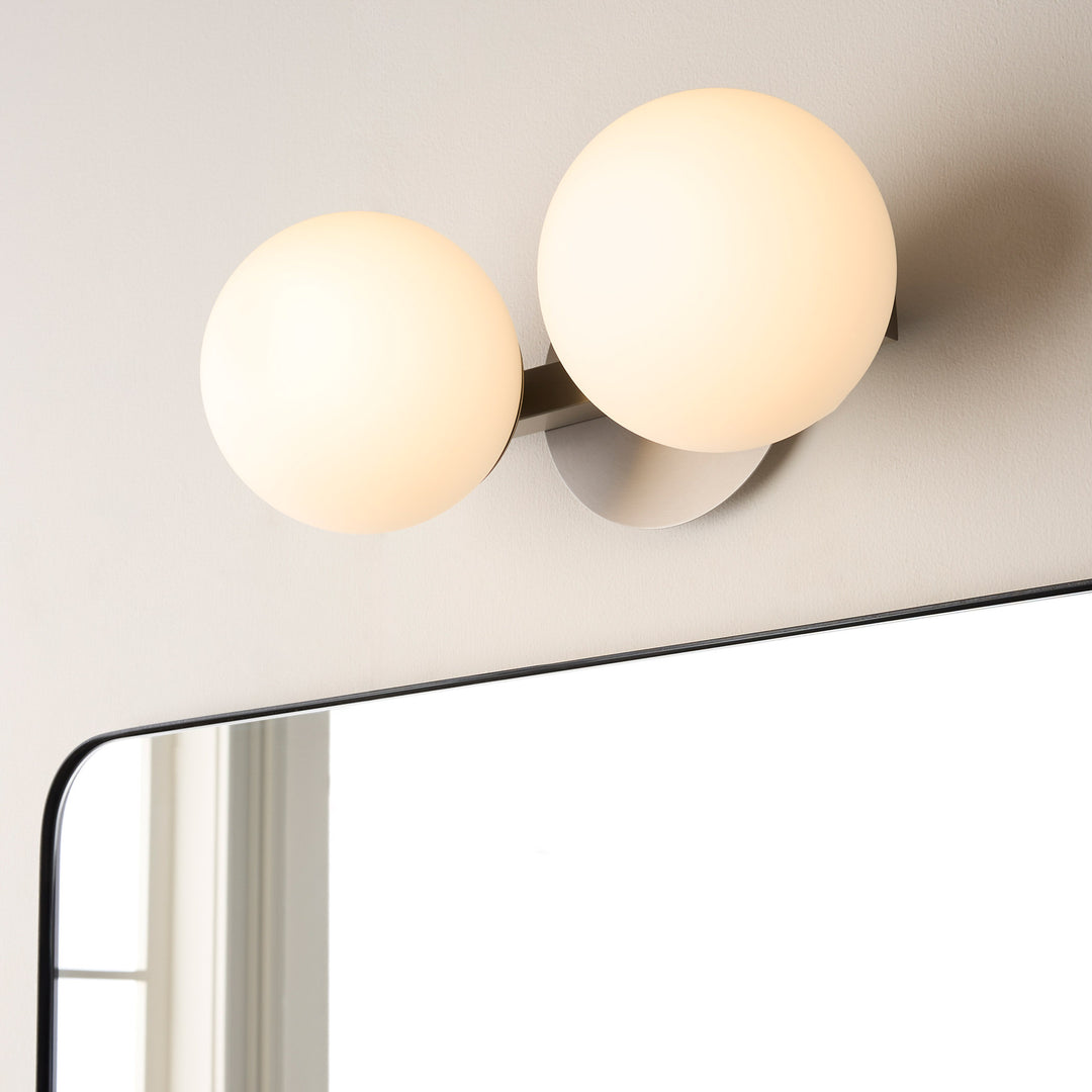 Jasper - 2 Light Modern and Contemporary Satin Nickel Globe Vanity