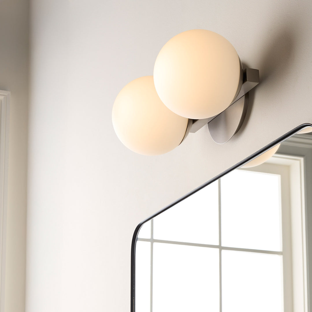 Jasper - 2 Light Modern and Contemporary Satin Nickel Globe Vanity