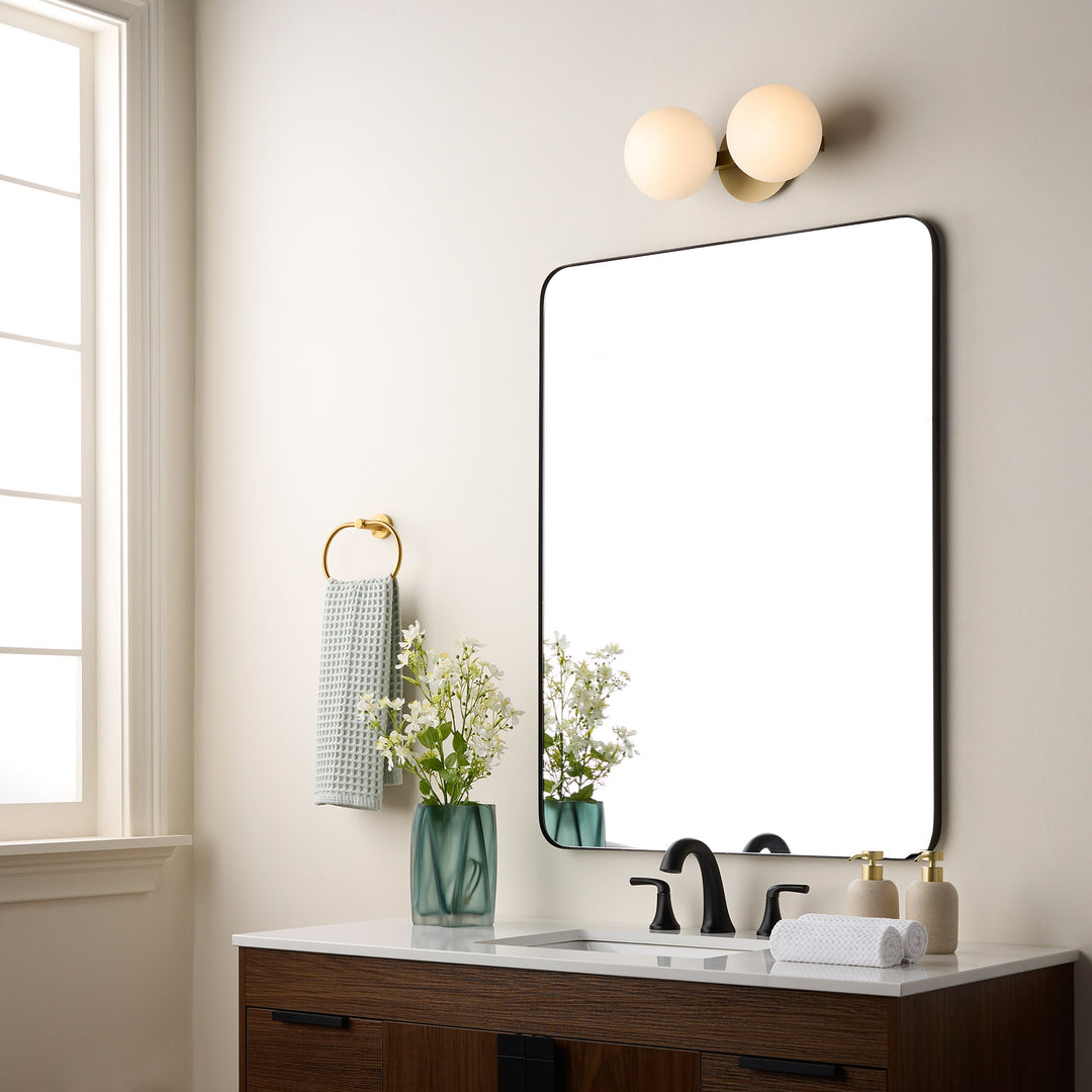 Jasper - 2 Light Modern and Contemporary Aged Brass Globe Vanity