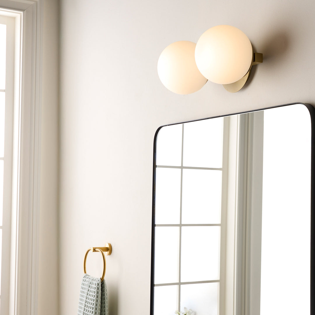 Jasper - 2 Light Modern and Contemporary Aged Brass Globe Vanity