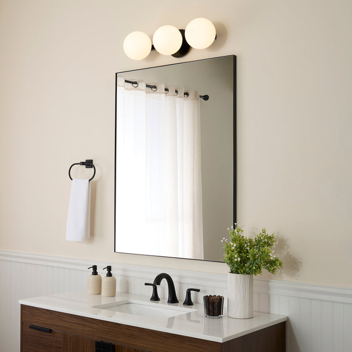 Jasper - 3 Light Modern and Contemporary Matte Black Globe Vanity
