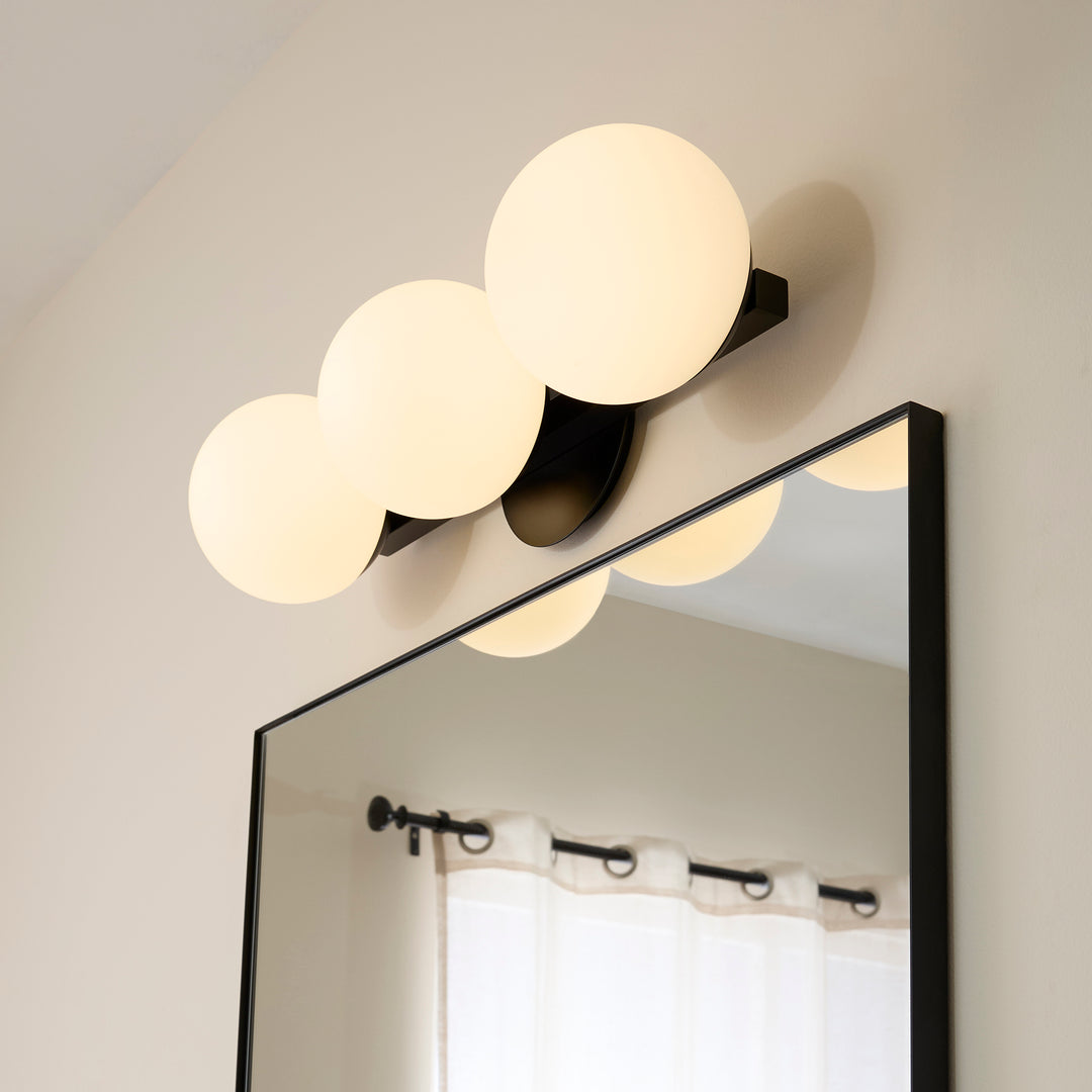 Jasper - 3 Light Modern and Contemporary Matte Black Globe Vanity