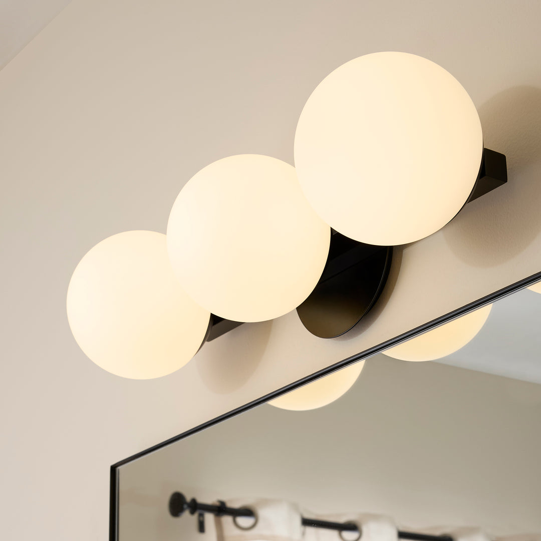 Jasper - 3 Light Modern and Contemporary Matte Black Globe Vanity