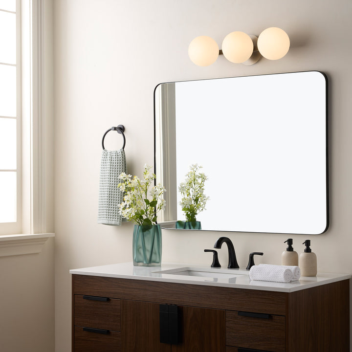 Jasper - 3 Light Modern and Contemporary Satin Nickel Globe Vanity