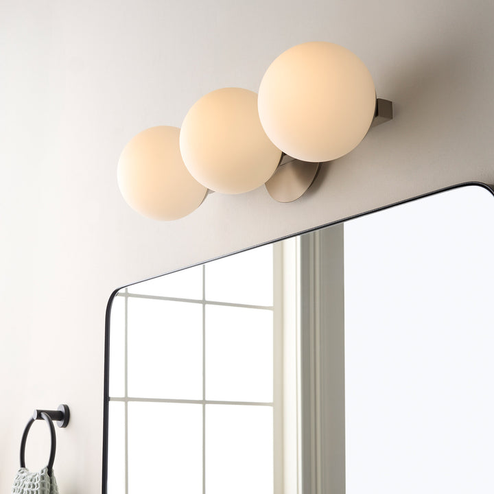 Jasper - 3 Light Modern and Contemporary Satin Nickel Globe Vanity