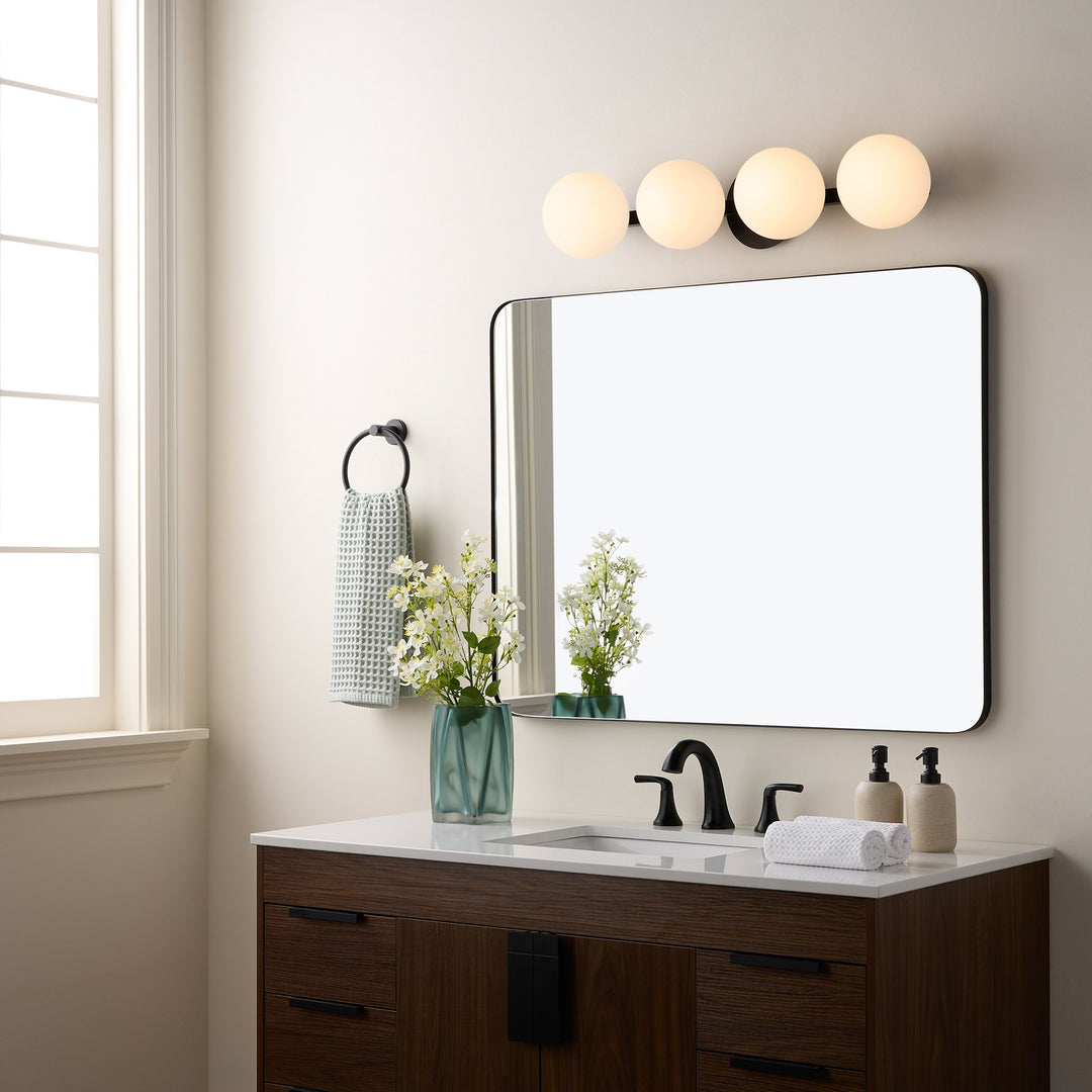 Jasper - 4 Light Modern and Contemporary Matte Black Globe Vanity