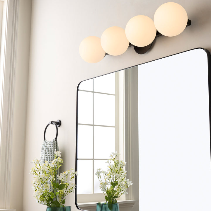 Jasper - 4 Light Modern and Contemporary Matte Black Globe Vanity