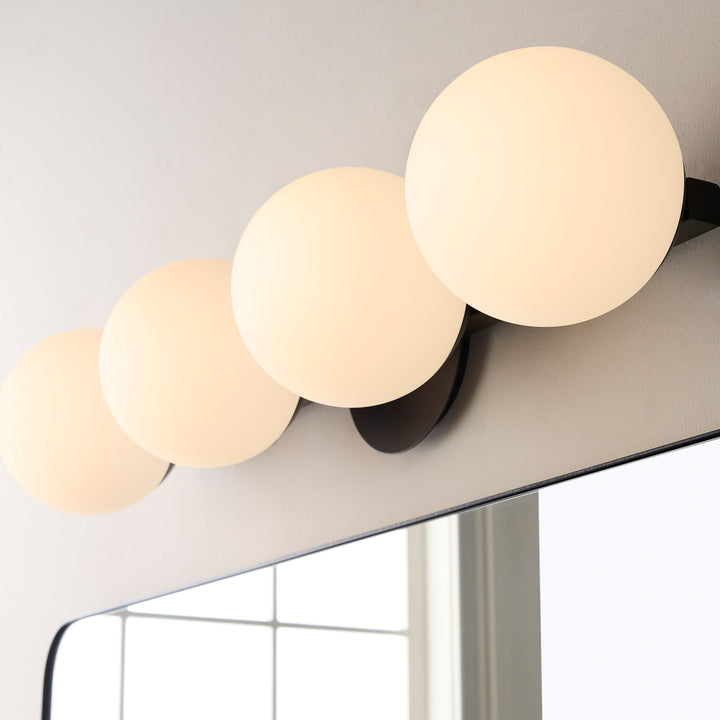 Jasper - 4 Light Modern and Contemporary Matte Black Globe Vanity