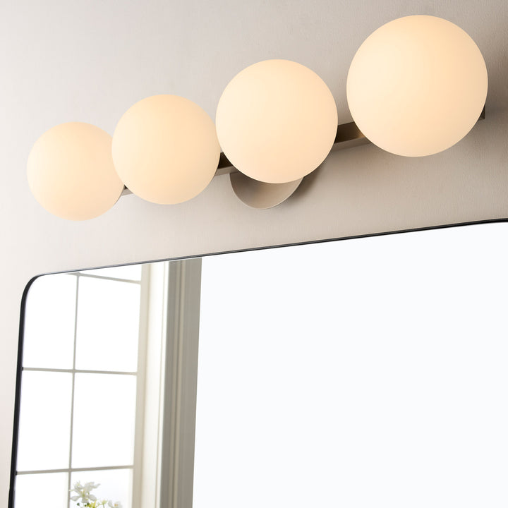Jasper - 4 Light Modern and Contemporary Satin Nickel Globe Vanity