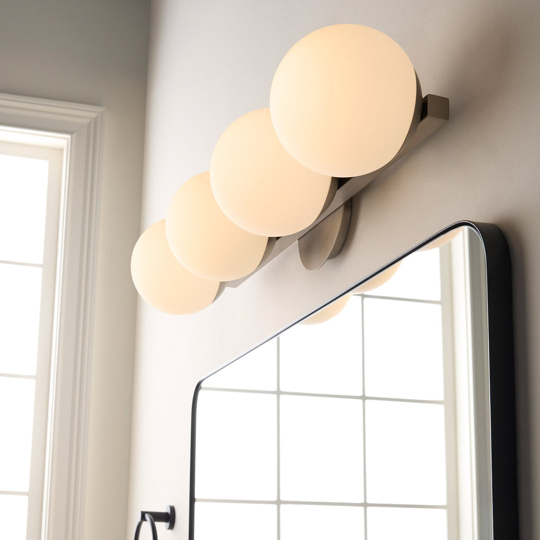 Jasper - 4 Light Modern and Contemporary Satin Nickel Globe Vanity