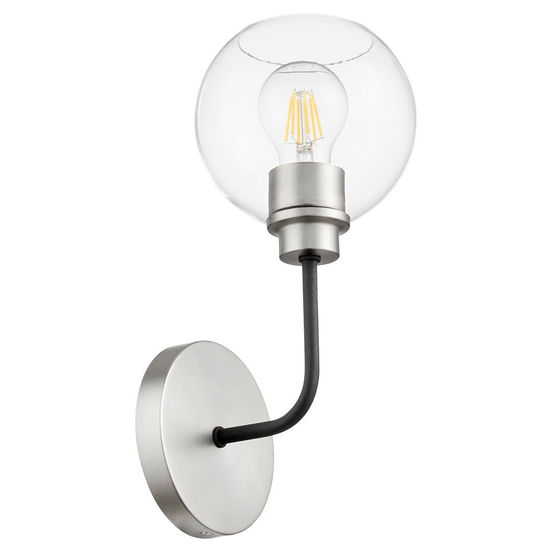 Clarion 1 Light Wall Mount- Textured Black | Satin Nickel