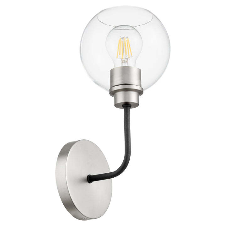 Clarion 1 Light Wall Mount- Textured Black | Satin Nickel