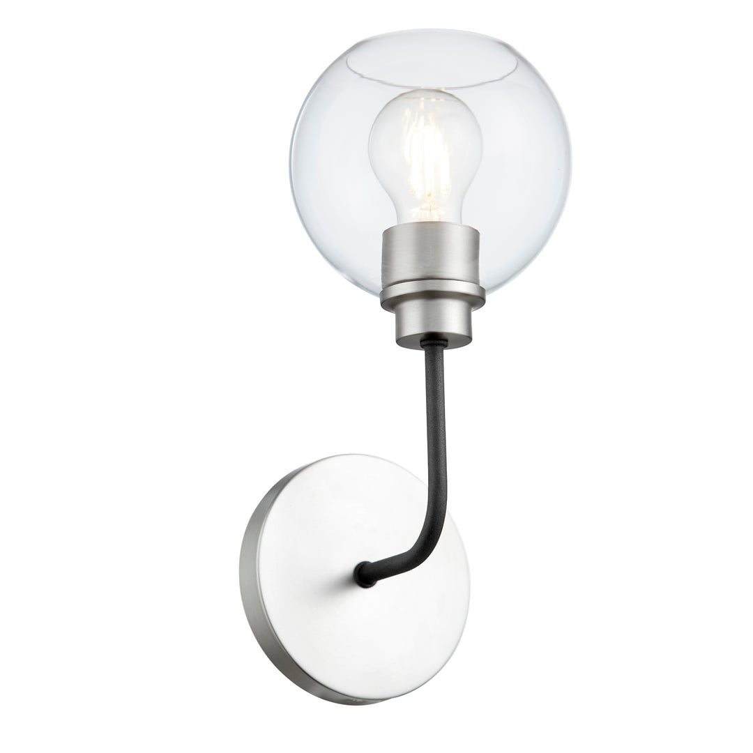 Clarion 1 Light Wall Mount- Textured Black | Satin Nickel