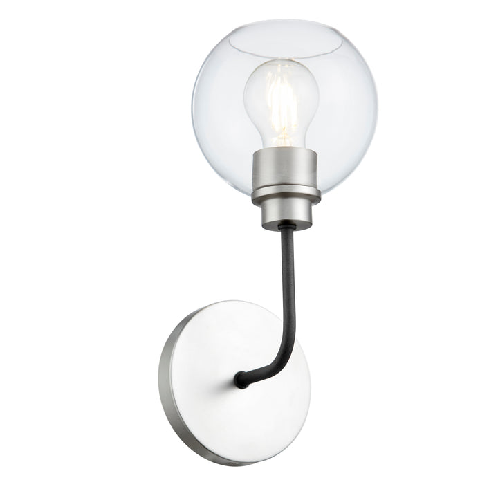 Clarion 1 Light Wall Mount- Textured Black | Satin Nickel