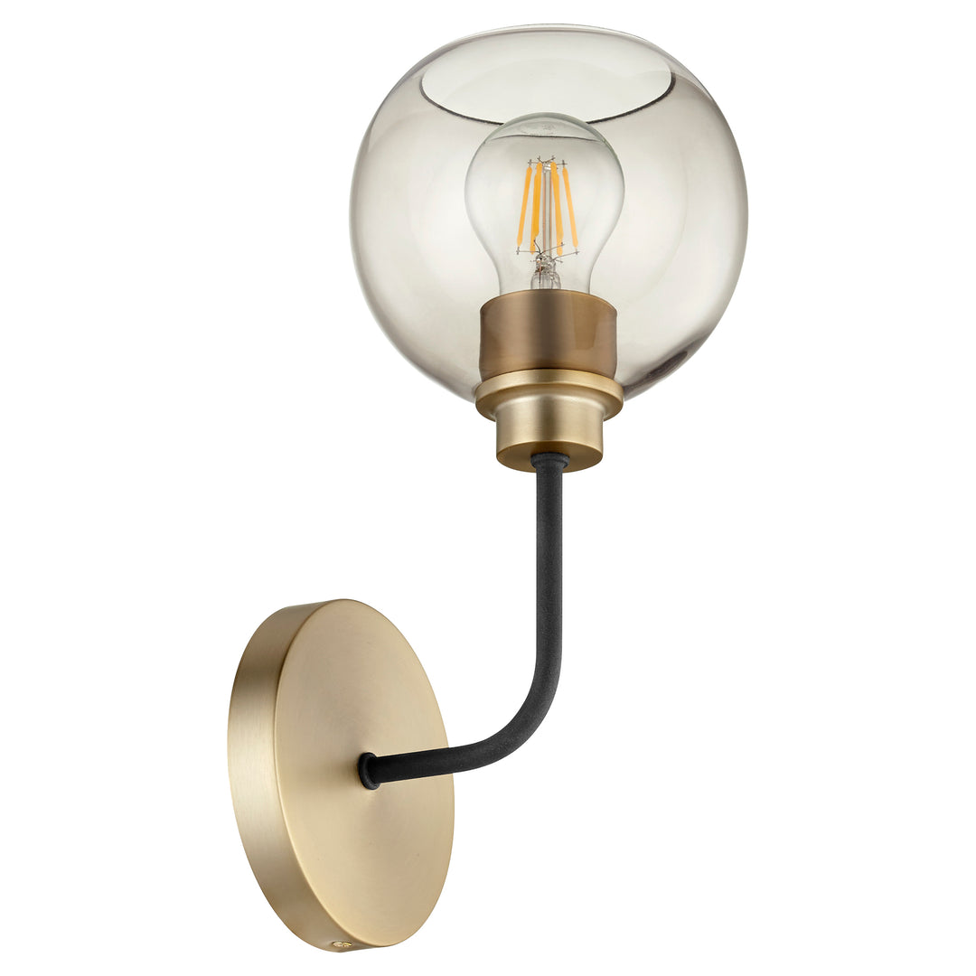 Clarion 1 Light Wall Mount- Textured Black | Aged Brass