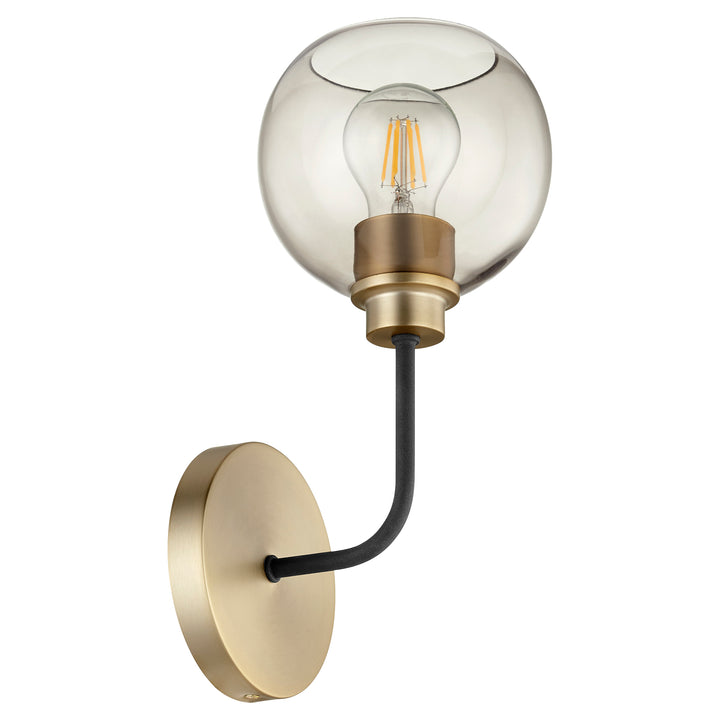 Clarion 1 Light Wall Mount- Textured Black | Aged Brass