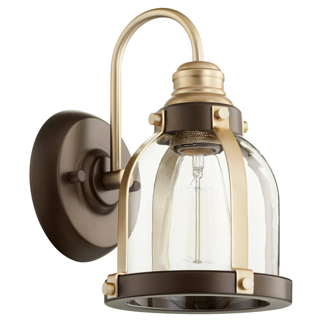 1 Light Transitional Aged Brass and Oiled Bronze Wall Sconce