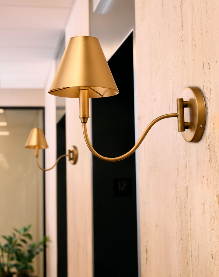 WALTZ 1-Light Swing-Arm Lamp - Brushed Brass