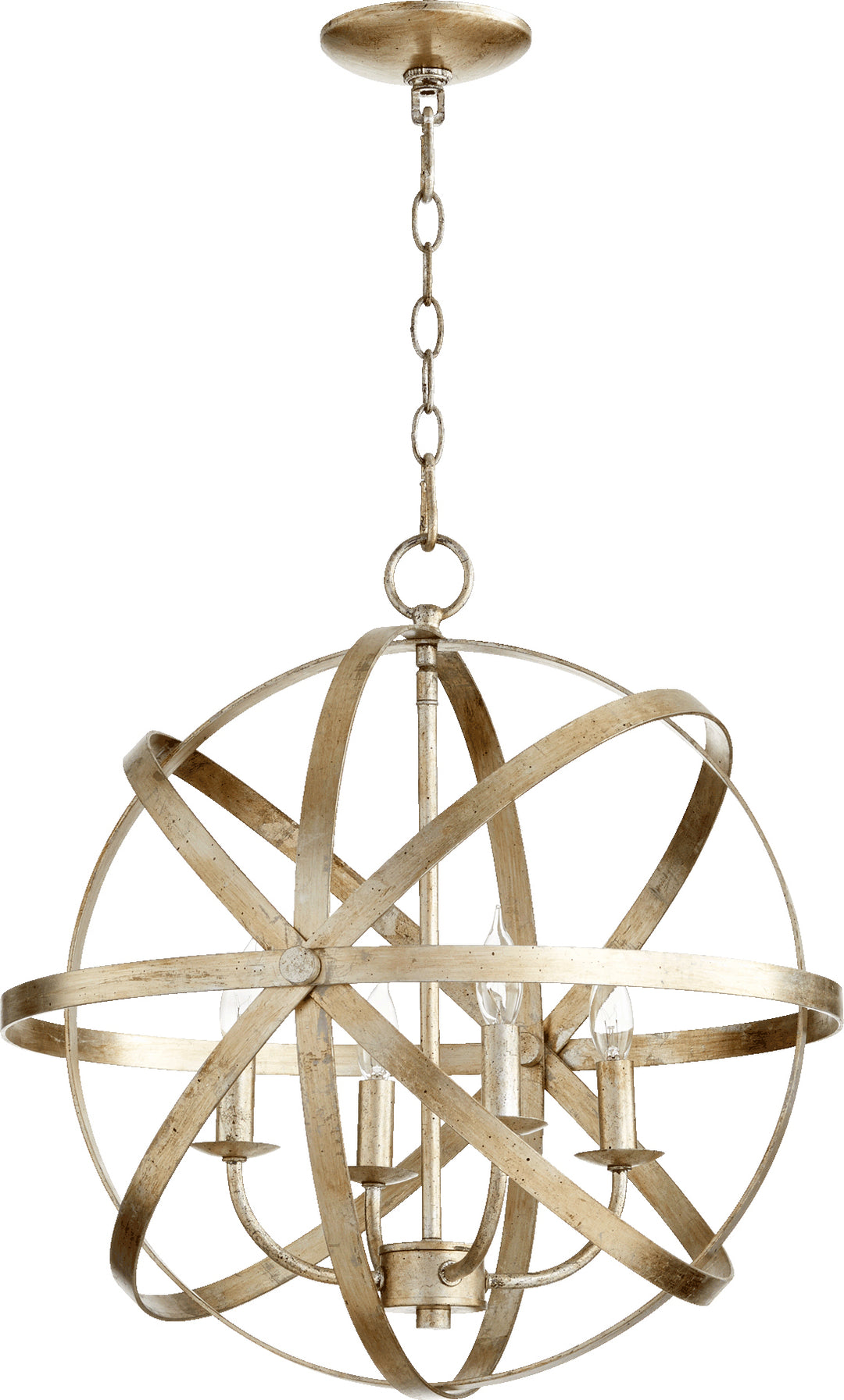 Celeste 4 Light Aged Silver Leaf Transitional Chandelier